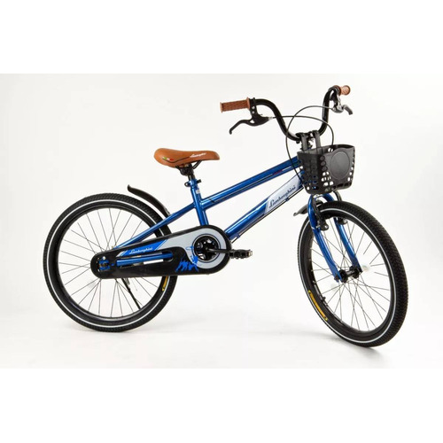Bicicleta paseo infantil Dencar Lamborghini 7156 R20 frenos v-brakes color azul con pie de apoyo  