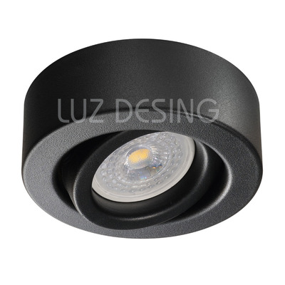 Spot Plafon Negro Movil Circular Apto Led Gu10 Luz Desing