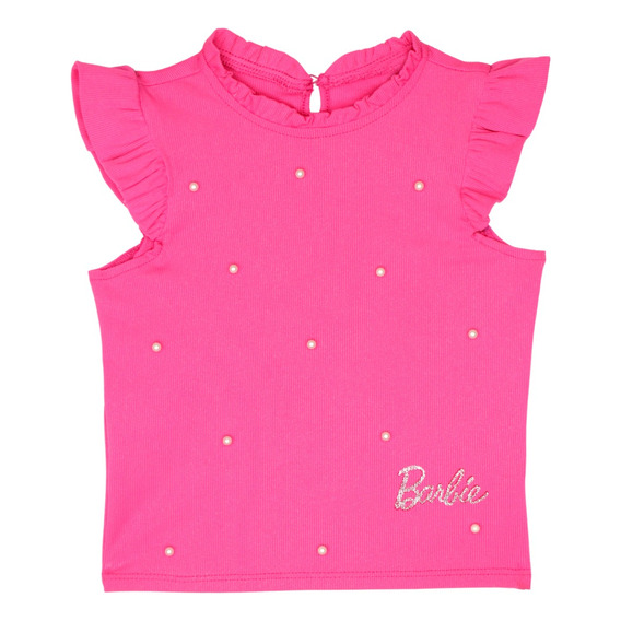 Blusa Fiusha Con Perlas Y Estampada Marca Barbie Para Niña