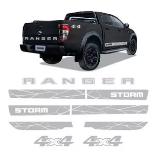 Faixas Adesivos Ranger Storm 4x4 2020 2021 Completo - Prata
