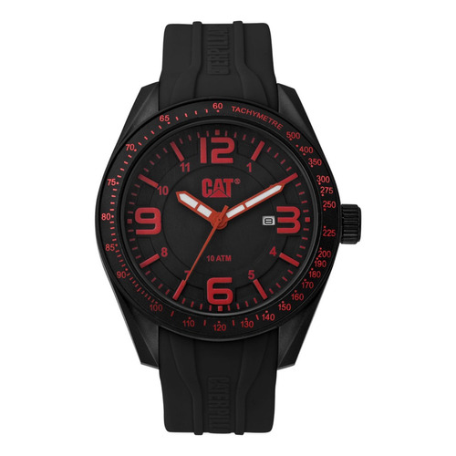 Reloj Caterpillar Hombre Oceanía Sumergible Calendario Color De La Malla Negro-negro-negro/rojo