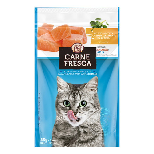 Alimento Carne Fresca para gato adulto sabor salmón y atún en sobre de 85g