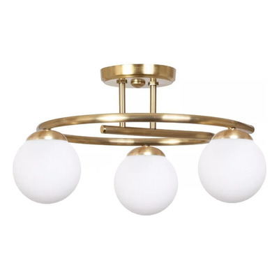 Plafon 3 Luces Espiral G Elyn Dorado Globo Opal Apto G9