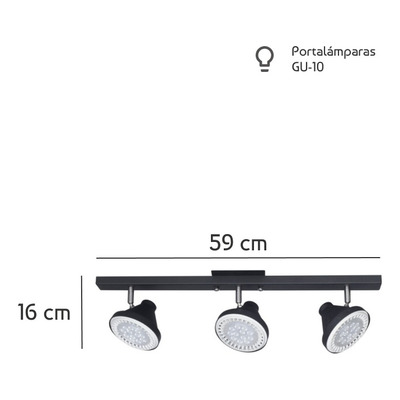 Aplique Plafon 3 Luces Spot  Ar111 Apto Led Moderno Oslo