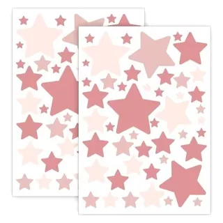 Adesivos Infantil De Parede 120 Estrelas 7cm,5cm,3cm Rosa