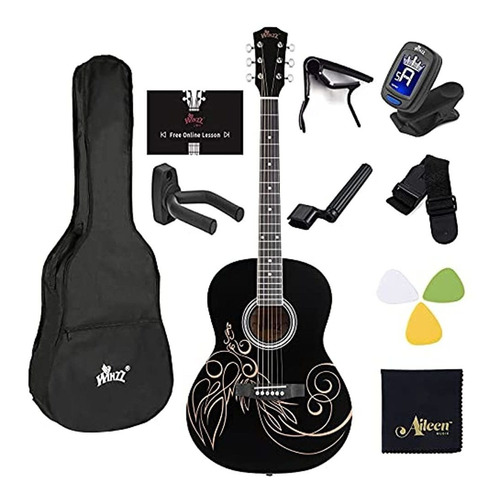 Winzz 39 Pulgadas Guitarra Acustica De Concierto Con Kit Com