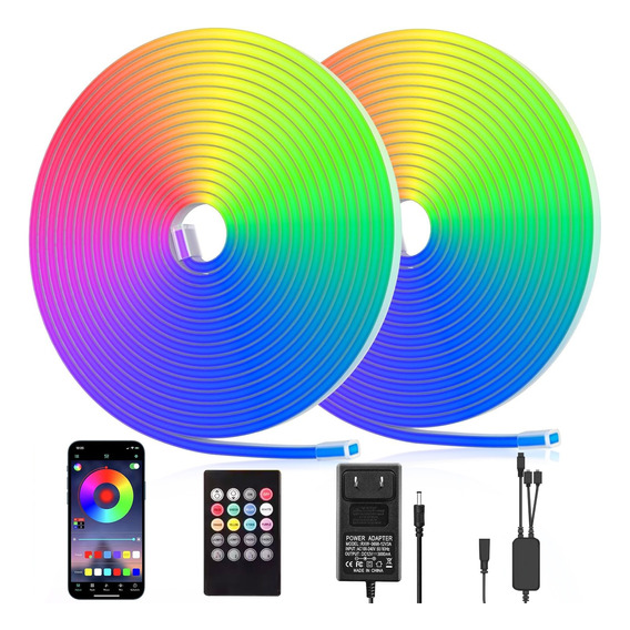 Tira Led Luces Neón 15m Bluetooth Rgb Ip68 Flexible Bylifity