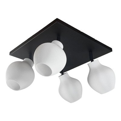 Plafon 4 Luces Tulip 3d Negro Deco Moderno Apto Led Lmp