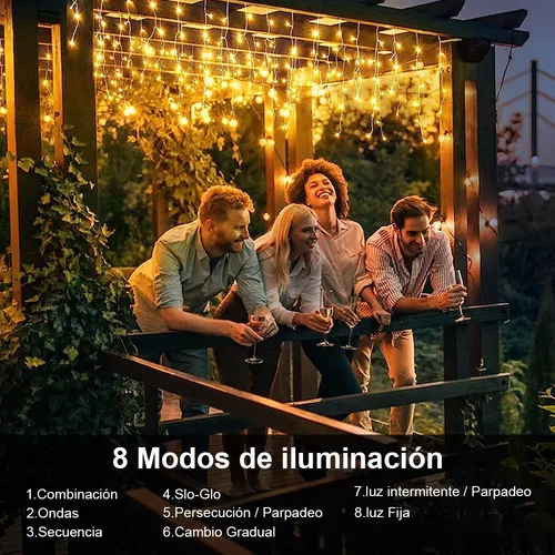 Tira de luces solares para exteriores, 60 luces LED de 36 pies con 8 modos,  funciona con energía solar/USB, luces de bola de cristal impermeables para