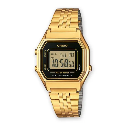 RELOJ CASIO MUJER DIGITAL DORADO Y CRISTAL NEGRO