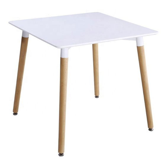 Mesa Eames Cuadrada Diseño Con Patas De Madera 80x80 Cm 