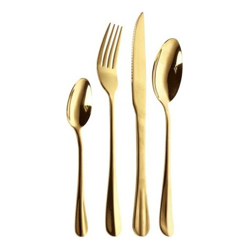 Set X 24 Cubiertos Acero Inoxidable Kremer New York Gold