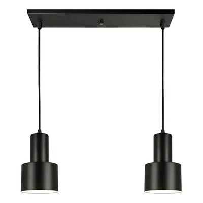 Colgante 2 Luces Nero Negro Apto Led E27 Deco Luz Desing Negro