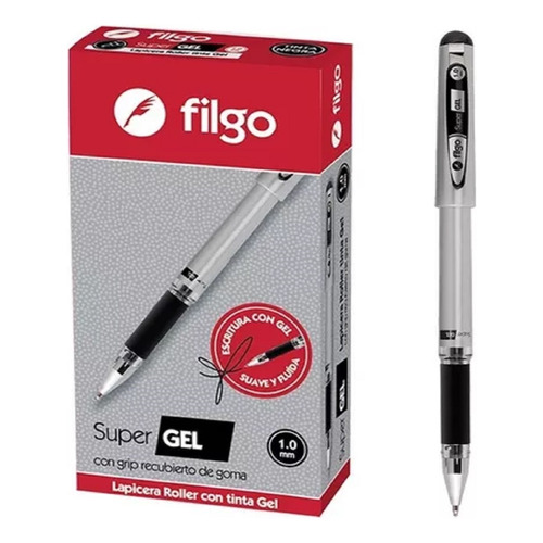 Lapicera Roller Filgo Super Gel 1mm Tinta Color A Eleccion Color de la tinta Negro Color del exterior Plateado