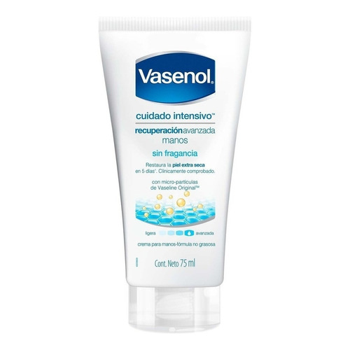  Crema hidratante para manos Vasenol Cuidado Intensivo Recuperación Avanzada en tubo 75mL