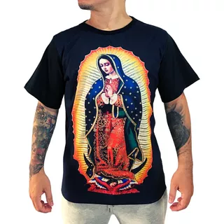 Camiseta Virgem De Guadalupe Chicano Mexicano Lowrider Malha