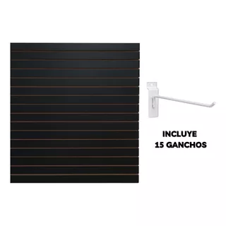 Panel Ranurado 122x122cm Negro - Incluye 15 Ganchos - Tumin