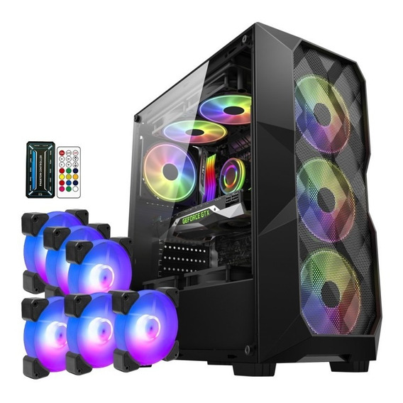 Gabinete Gamer Alseye Big Jony Black + 6 Ventiladores N12