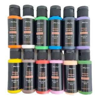 Set De 12 Pinturas Acrílicas 60ml Para Manualidades Dmarket