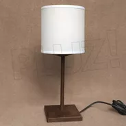 Lámpara Velador C/ Pantalla Tela Cilíndrica - Hierro Óxido