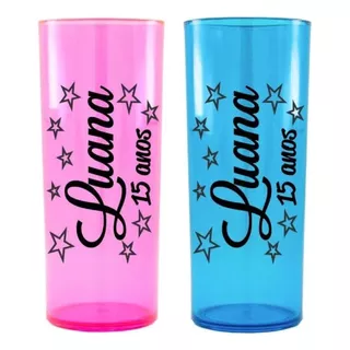 350 Copos Personalizados Long Drink 320ml Acrilico Fren/vers