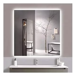 Espelho Banheiro Com Bisotê Iluminado Com Led Frio - 50x50cm Cor Da Moldura Sem Moldura