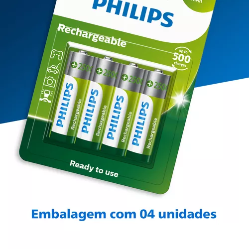 Kit Carregador De Pilhas Aa/aaa Duracell + 4 Pilhas Aa Recarregáveis De  2500 Mah - Optisom