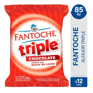 Fantoche Alfajor Triple Chocolate Relleno Con Dulce De Leche Caja De 12 Unidades