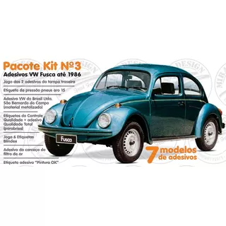 Kit C/ 7 Adesivos Vw Fusca 1982 Até 1986 Carburação Simples