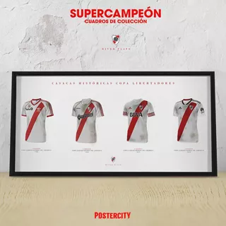 Cuadro Historia Casaca River Libertadores Remeras 30 X 60