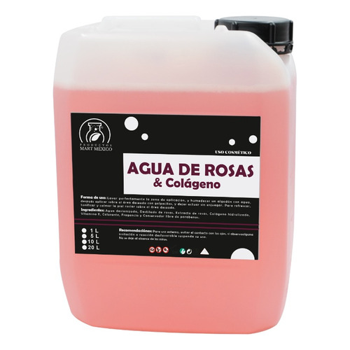 Tónico Agua De Rosas Con Colágeno 10 Litros Productos Mart Mexico Facial Día/noche Para Todo Tipo De Piel De 10000ml/10000g 20+ Años