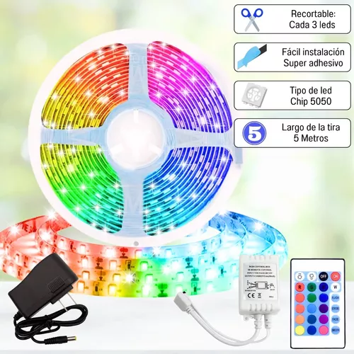 Tira flexible auto adhesiva de leds RGB