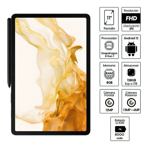 Tablet Samsung Tab S8 11 , 128gb, 8gb Ram, Grafito Color Negro