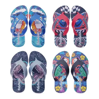 4 Pares Chinelo Sandália Infantil Estampas Menina Menino K58