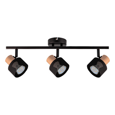 Aplique 3 Luces Negro Madera Apto Led Gu10 U1113 Mks Negro Interior