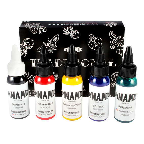 Tinta Tatuar Dynamic Ink 1oz Set 5 Colores Primarios Kit