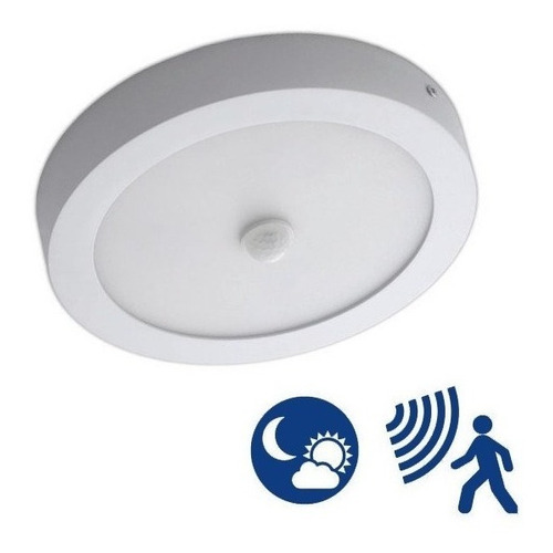 Plafon Led 12w De Sobreponer C/ Sensor D Movimiento Luz Fria