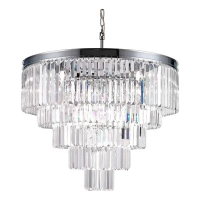 Lampara Colgante Cristal 60cm 5 Pisos Cromo 8 Luces E14 Dx