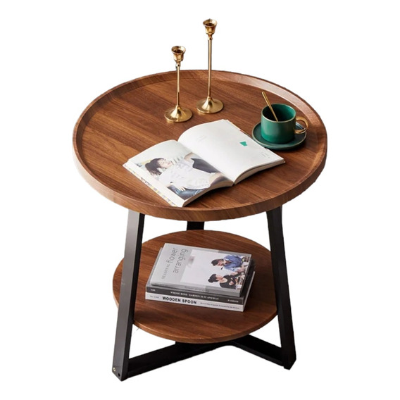 Mesa Auxiliar De Lujo 2 Niveles Moderna Color Madera Oferta