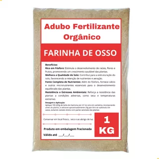 Farinha De Osso 1kg - Adubo Orgânico Para Plantas 