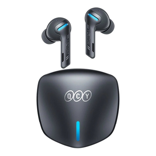 Auriculares Qcy G1, In-ear Gamer Wireless Color Negro, Con luz Turquesa