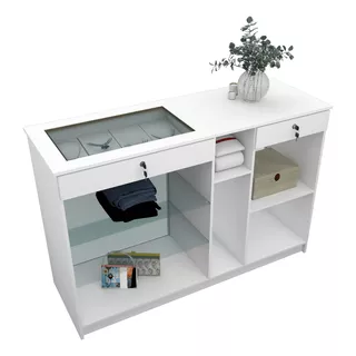 Balcão Tampo Vitrine M28.2021.b (loja, Joias, Comércio) Cor Branco