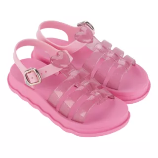 Sandália Infantil Menina Zaxy Power Love Rosa Escuro Glitter