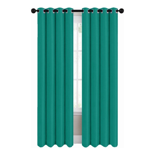 Cortinas Blackout 274cm Ancho X 213cm De Largo En 2 Paneles Color Verde Teal