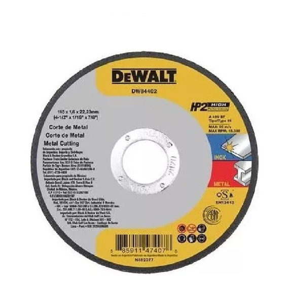 Disco De Corte Amoladora 115mm Dewalt Dw84402 Metales