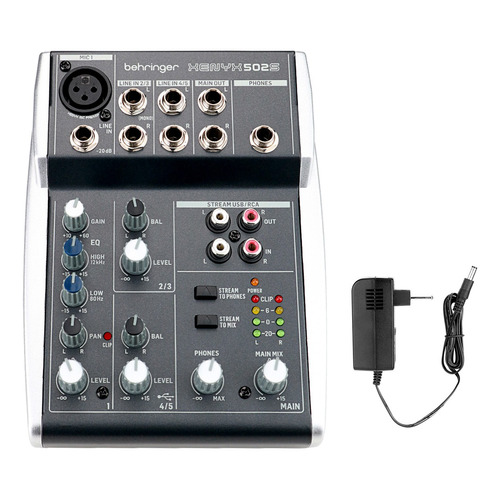 Escritorio de sonido Behringer Xenyx 502s de 5 canales con XLR P10 Rca USB de 100 V/240 V