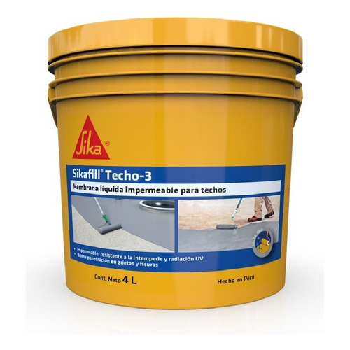 Impermeabilizante Para Techos Y Terrazas Sikafill Techo-3 4l Color Gris