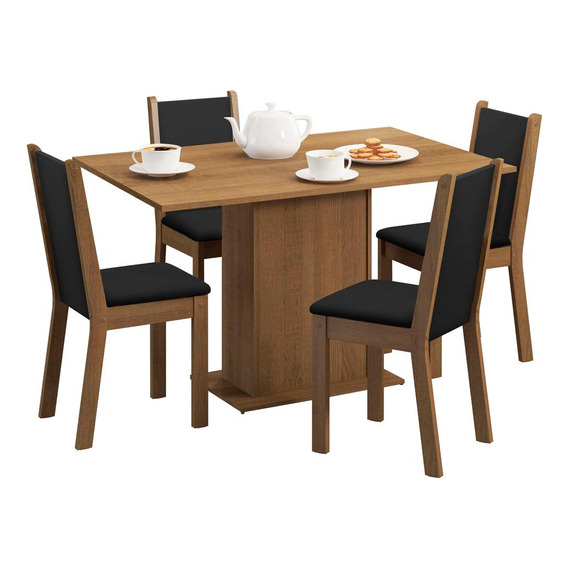 Juego Comedor Madesa Talita Mesa Tapa Madera Y 4 Sillas M/n