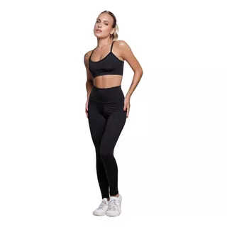 Conjunto Calça Legging E Cropped Top Alça Fina Suplex