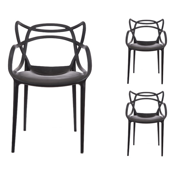 Sillas Plasticas Diseño Master Allegra Set X3 Gardenlife Estructura de la silla Negro